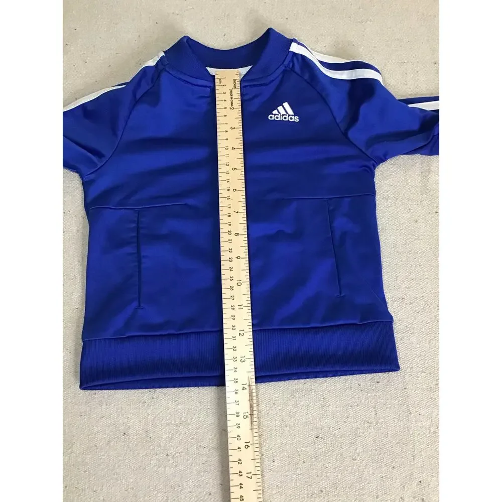 Adidas 3 Stripe Track Jacket Blue/White Toddler Size 4t Kids activewear Playwear